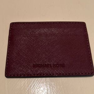 Michael Kors Credit Card And ID Holder Dark Burgundy Leather Classy Minimalist